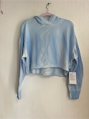 Nike  yoga Light Blue Cropped Tie-Dye Hoodie